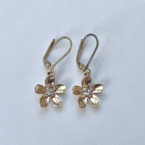 Francesca's Collections Gold Floral Jewelry Set (Earrings & Statement Necklace) - Picture 3 of 7